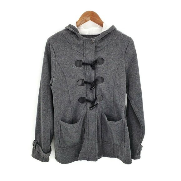 Unknown Jackets & Blazers - Womens Toggle Duffle Coat Size XL Gray Zip Peacoat